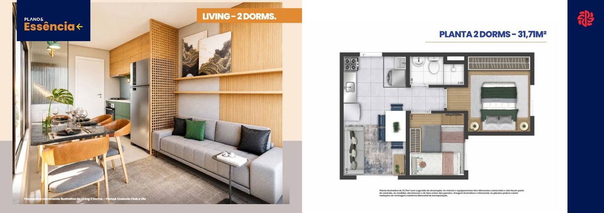 Residencial plano&essência life lançamento 34 metros 02 dorm