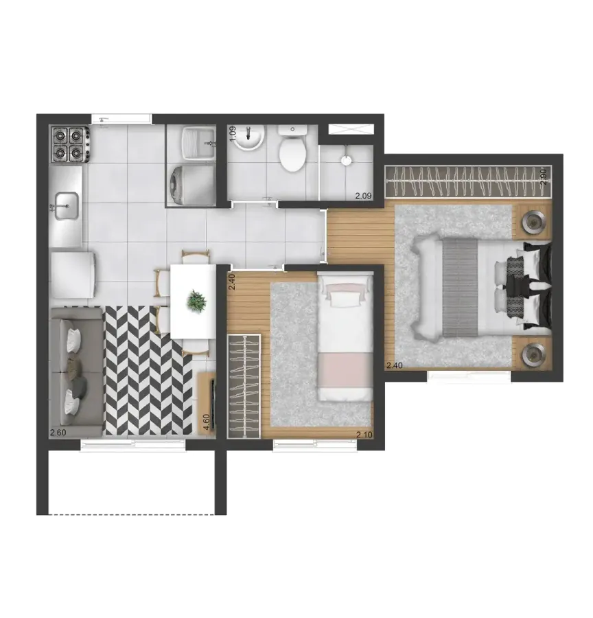 Residencial duetto são domingos laçamento 35 metros 02 dormi