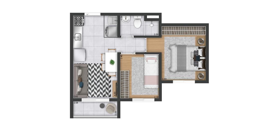 Residencial duetto são domingos laçamento 35 metros 02 dormi