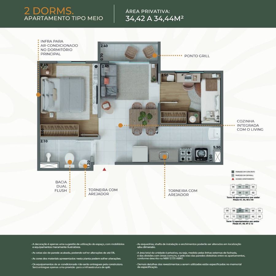 Raíz home clube construtora direcional construção 34 metros 