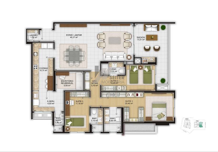 Apartamento de 3 suites a venda Jazz Clube