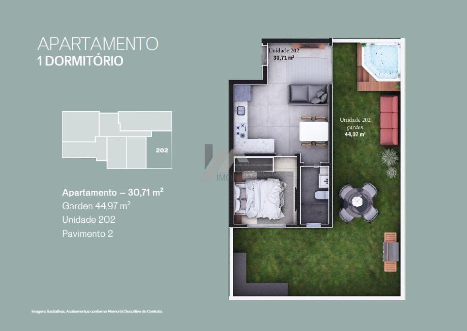 Apartamento garden com 1 dormitório à venda na Praia dos Ingleses