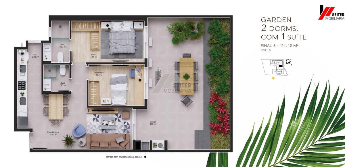 Apartamento a venda de 3 dormitorios com 2 suites no bairro cacupé