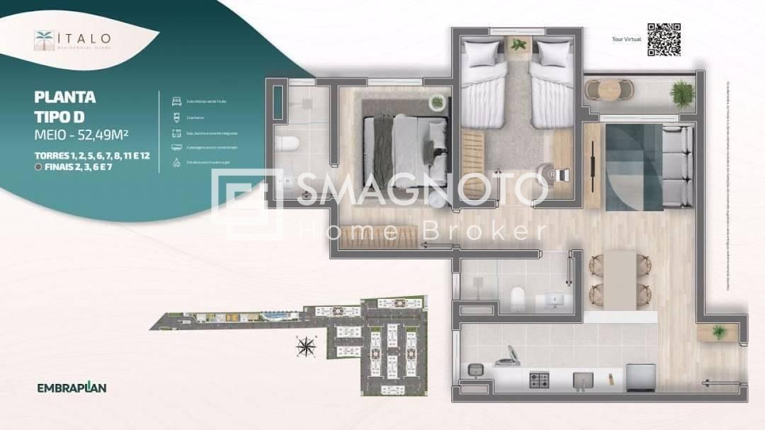 Apartamento com 2 dormitórios à venda, 49 m² por R$ 250.000,00 - Jardim Abaeté - Piracicaba/SP