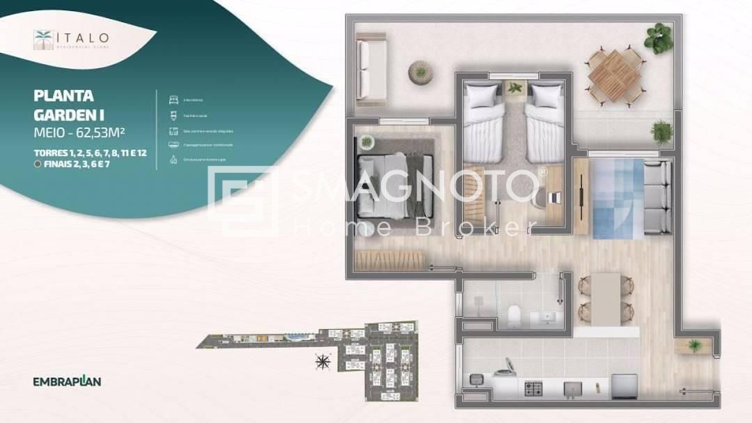 Apartamento com 2 dormitórios à venda, 49 m² por R$ 250.000,00 - Jardim Abaeté - Piracicaba/SP