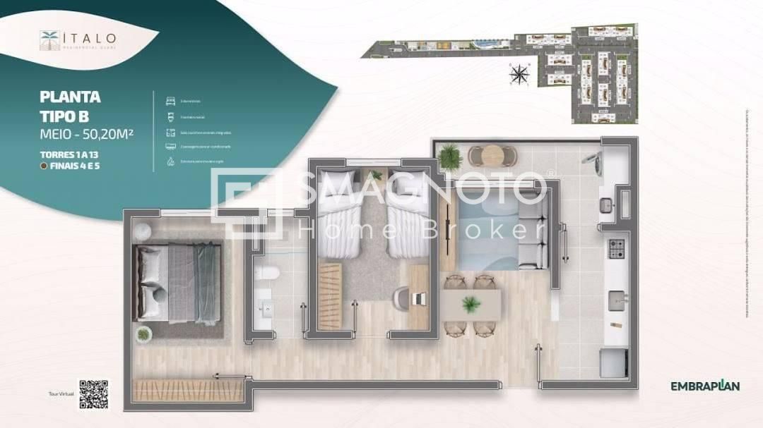 Apartamento com 2 dormitórios à venda, 49 m² por R$ 250.000,00 - Jardim Abaeté - Piracicaba/SP