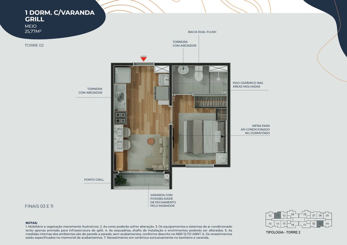 Estilo lapa construtora riva lançamento 37 metros 02 dormitó