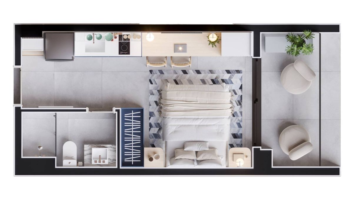Art.julia construtora c2j pronto 28 metros studios com varan
