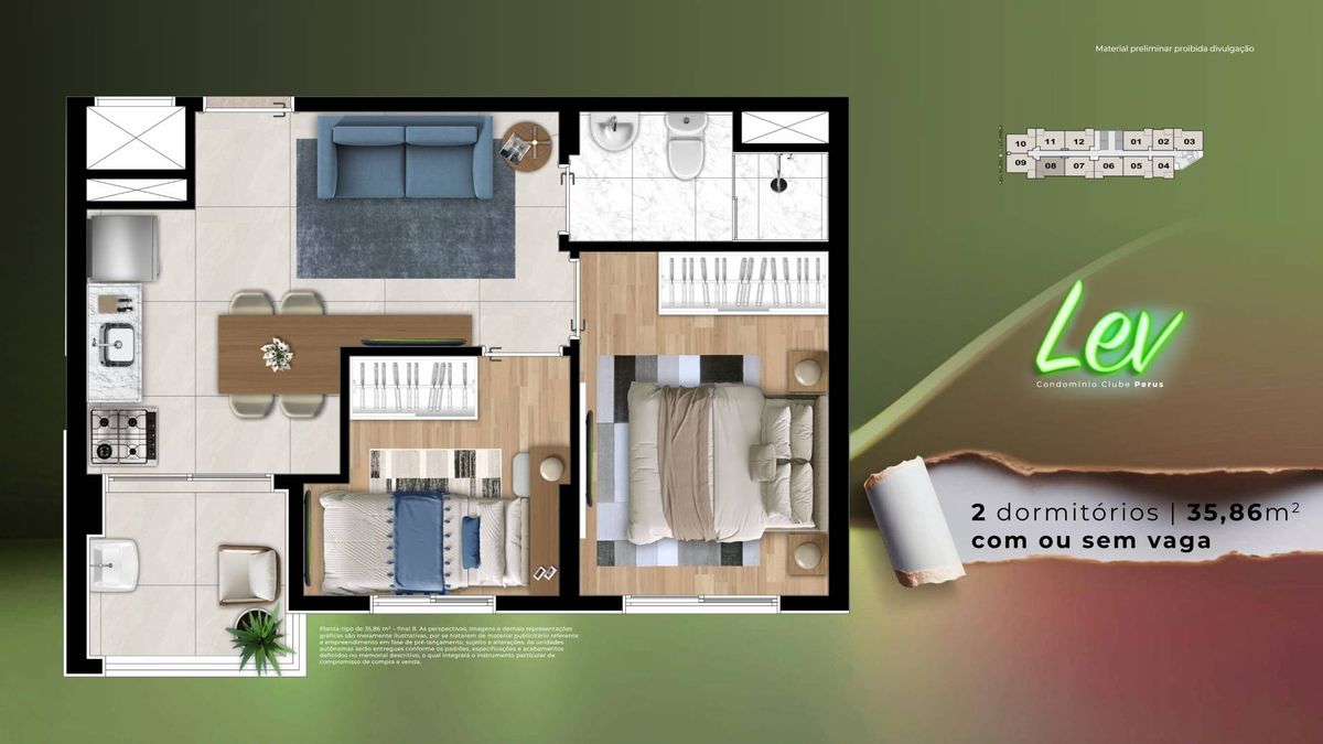 Lev condomínio clube perus construtora golani 35 metros 02 d