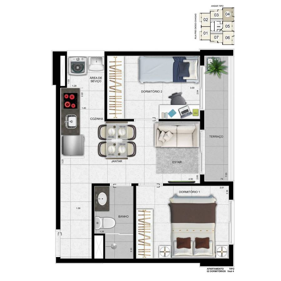 Soul união construtora engecastro pronto 40 metros 02 dormit