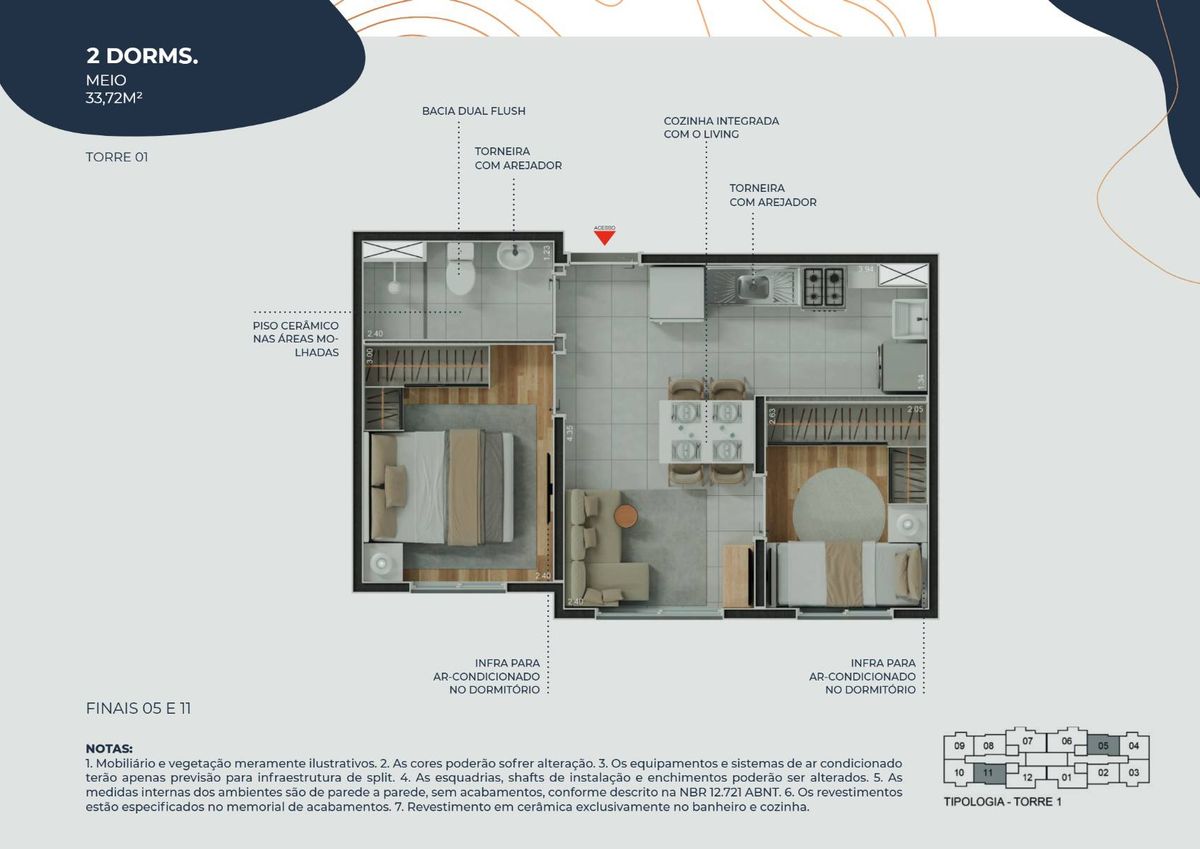 Estilo lapa construtora riva lançamento 37 metros 02 dormitó
