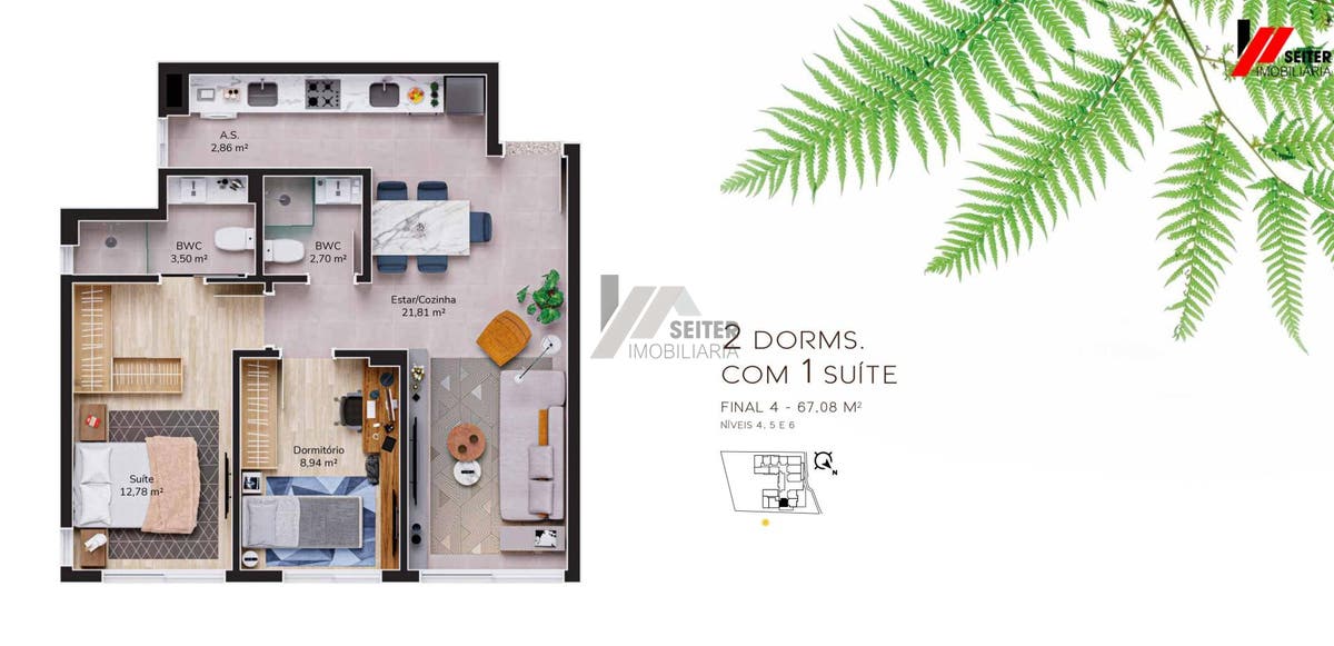 Apartamento a venda de 3 dormitorios com 2 suites no bairro cacupé