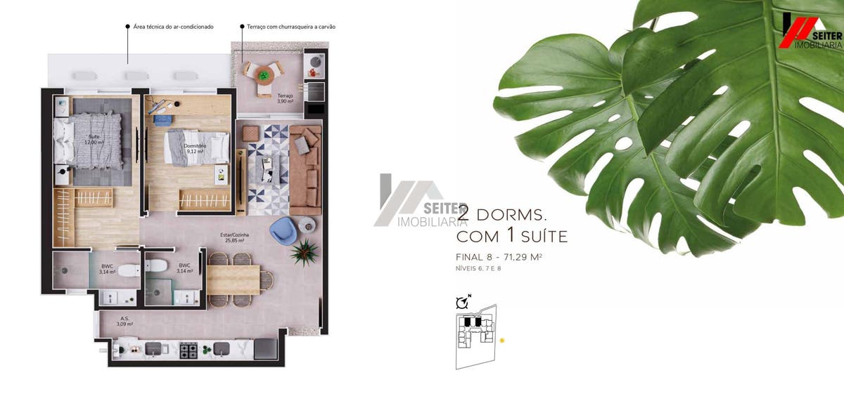Apartamento a venda de 3 dormitorios com 2 suites no bairro cacupé