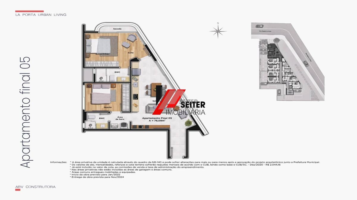 Apartamento a venda de 2 dormitórios no centro a preço de custo