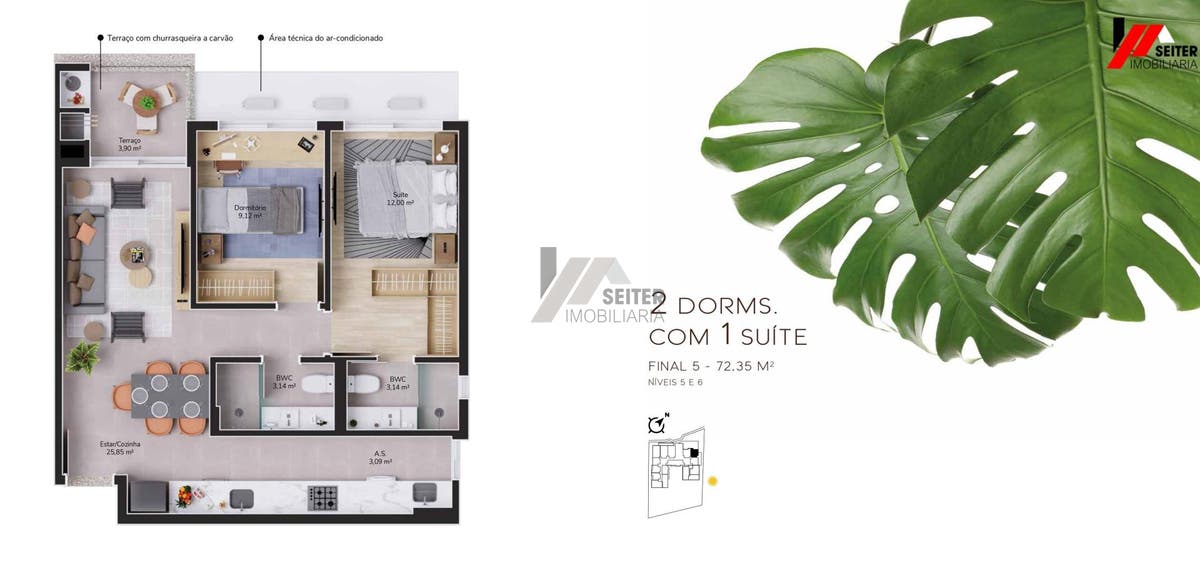 Apartamento a venda de 2 dormitorios no bairro Cacupé