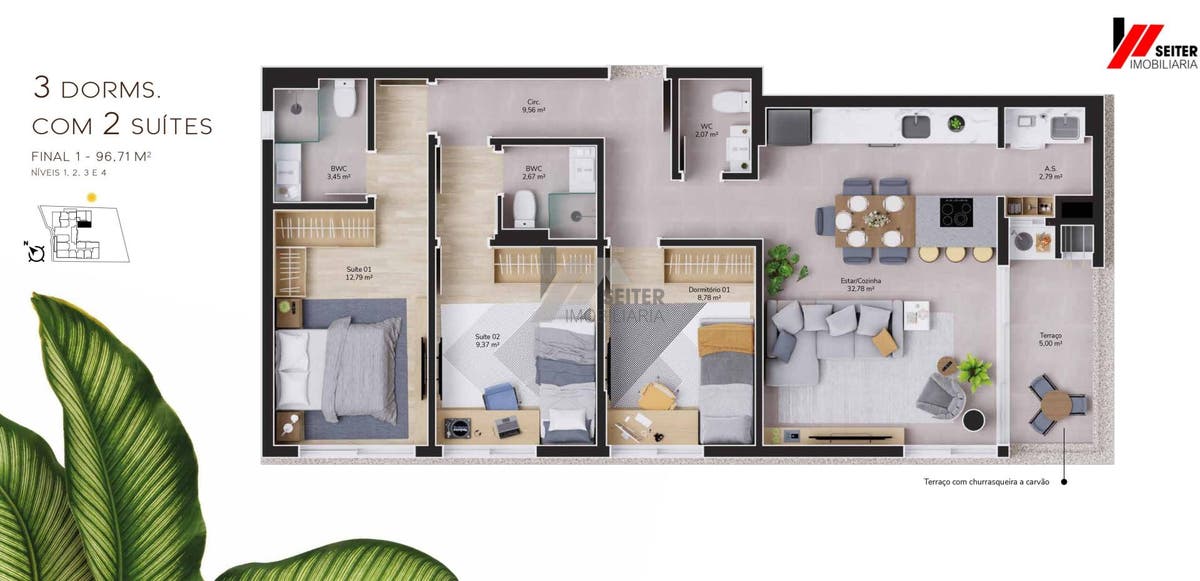 Apartamento a venda de 2 dormitorios no bairro Cacupé
