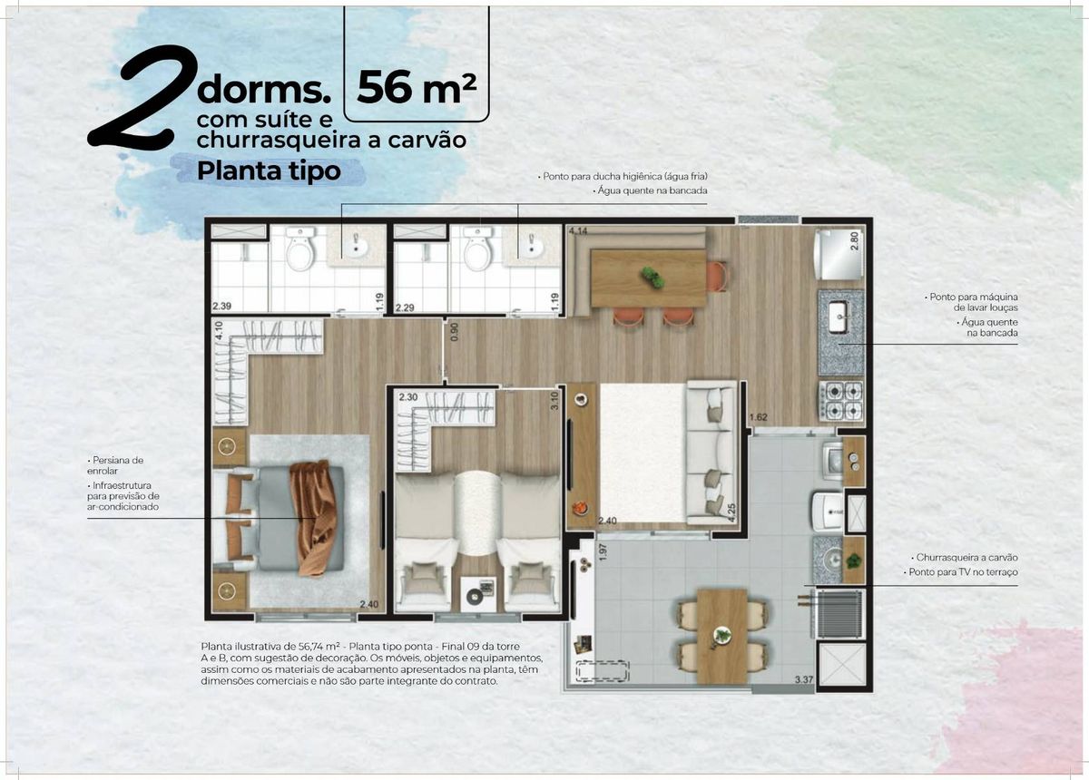 Go lapa construtora econ construção 56 metros 02 dormitórios