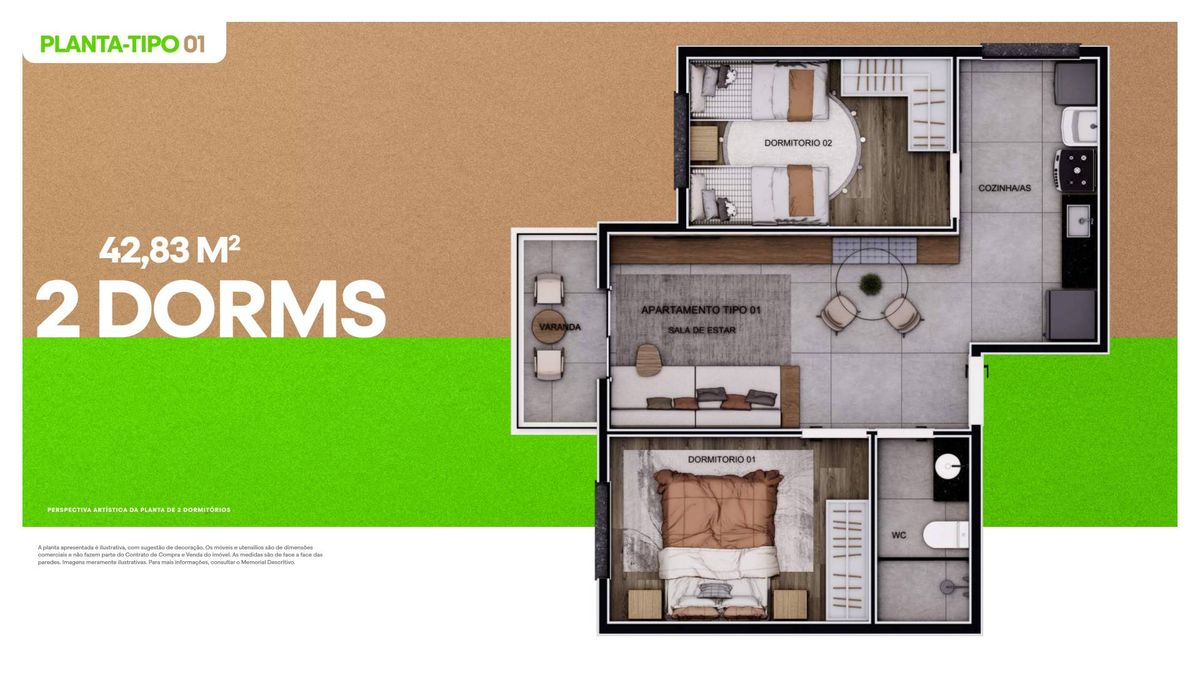 Innove jacuí construtora temafe construção 42 metros 02 dorm