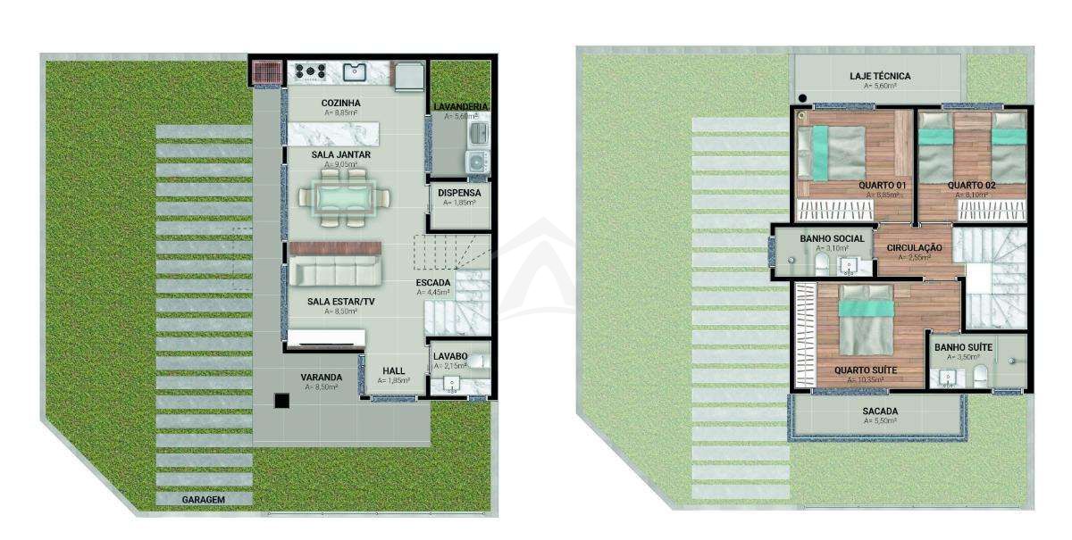Sobrado novo, 02 quartos + suite, bal cambiju