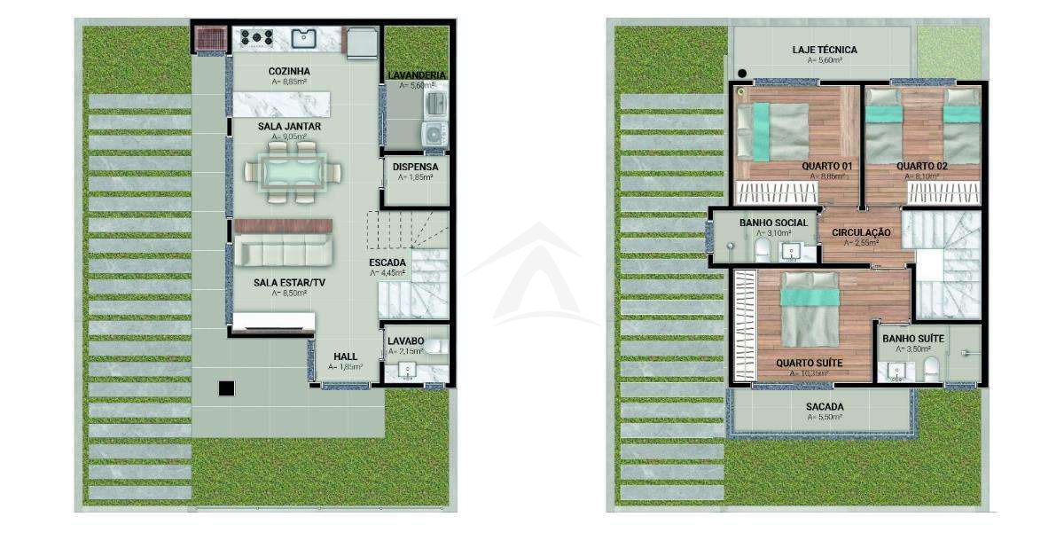 Sobrado novo, 02 quartos + suite, bal cambiju