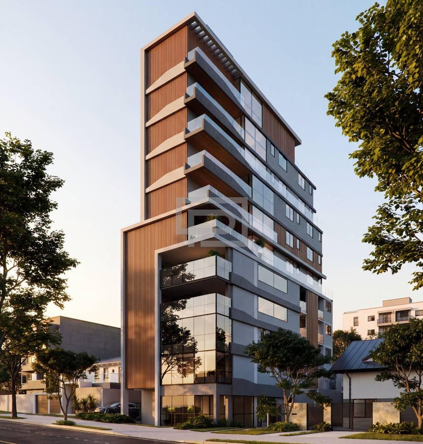 Edifício moderno com varandas de vidro
