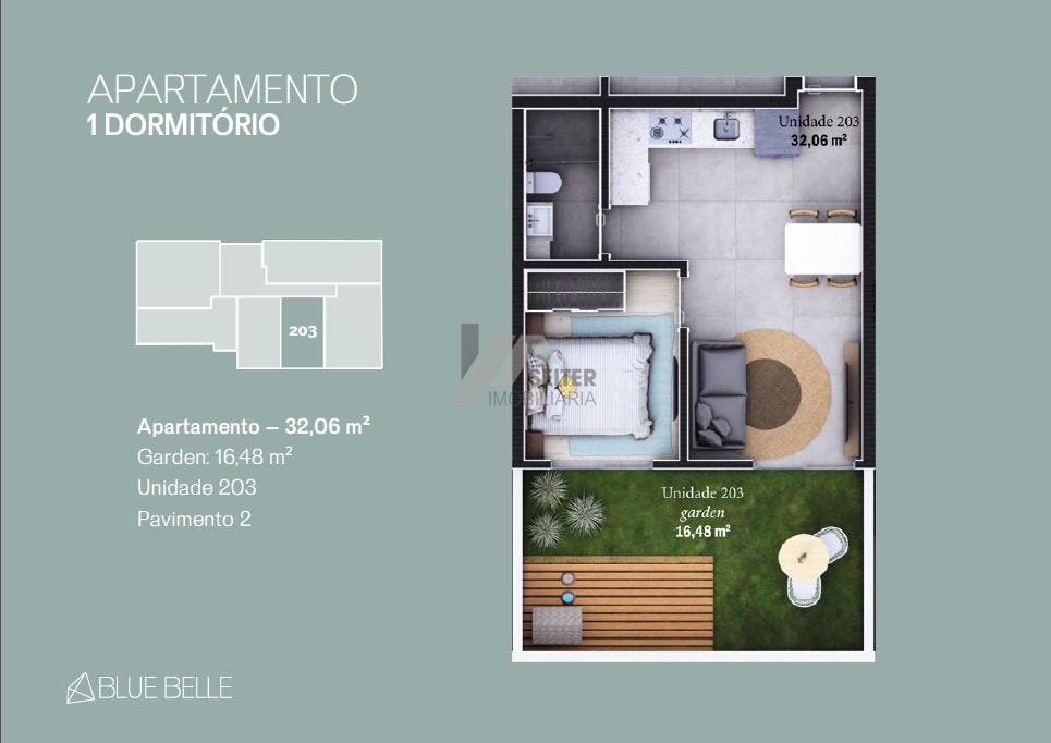 Apartamento com 1 dormitório e garden à venda na Praia dos Ingleses