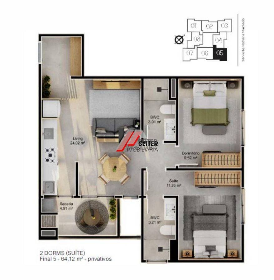 Apartamento a Venda com 2 Dormitórios Sendo 1 Suíte no Jardim Cacupé