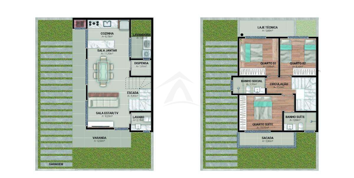 Sobrado novo, 02 quartos + suite, bal cambiju