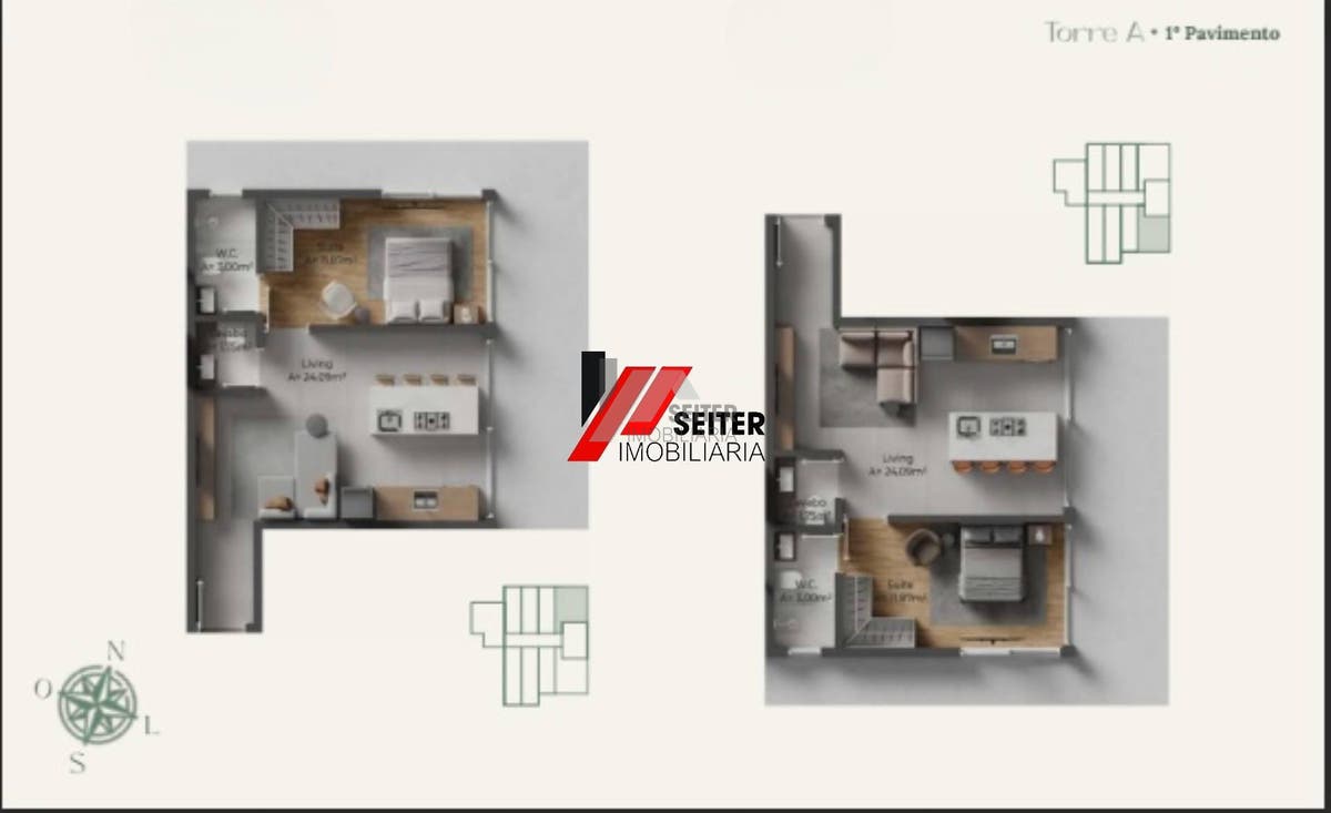 Apartamento para venda sendo 1 suíte mais lavabo com área privativa de 46m2 em Santo Antônio de Lisboa