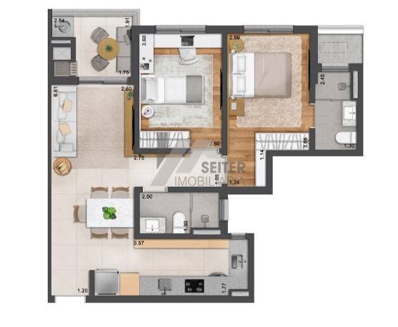 Apartamento com 2 dormitórios Residencial Unna Piemonte