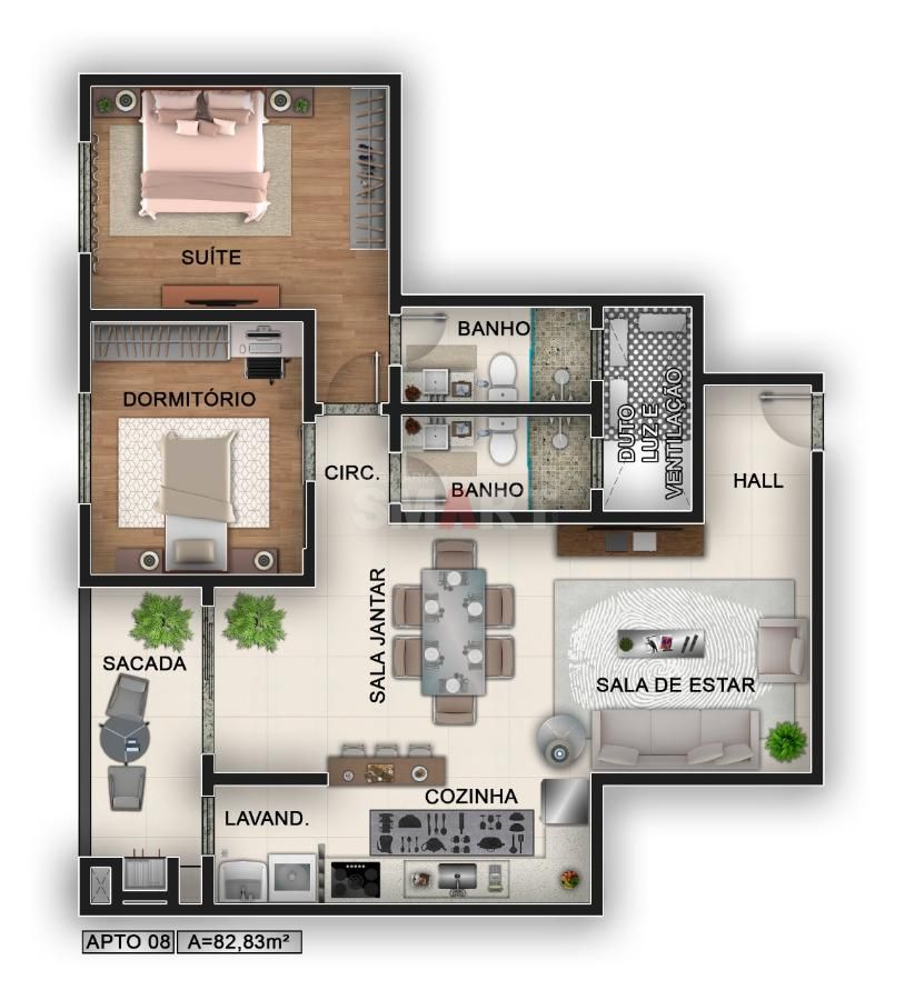 Apartamento no Jaraguá Esquerdo Residencial São Tomás