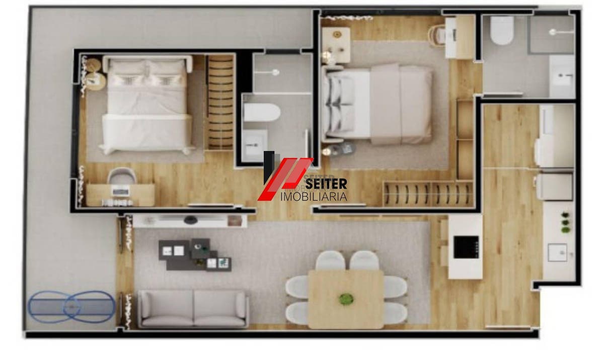 Apartamento de 2 dormitórios com 1 suite à venda no Bairro Saco Grande em Florianópolis em condomínio club