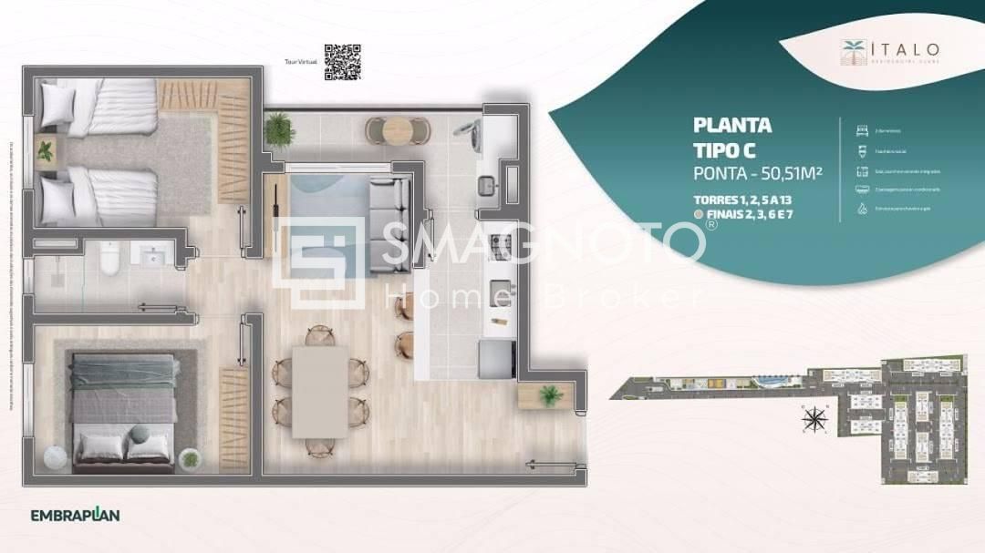 Apartamento com 2 dormitórios à venda, 49 m² por R$ 250.000,00 - Jardim Abaeté - Piracicaba/SP
