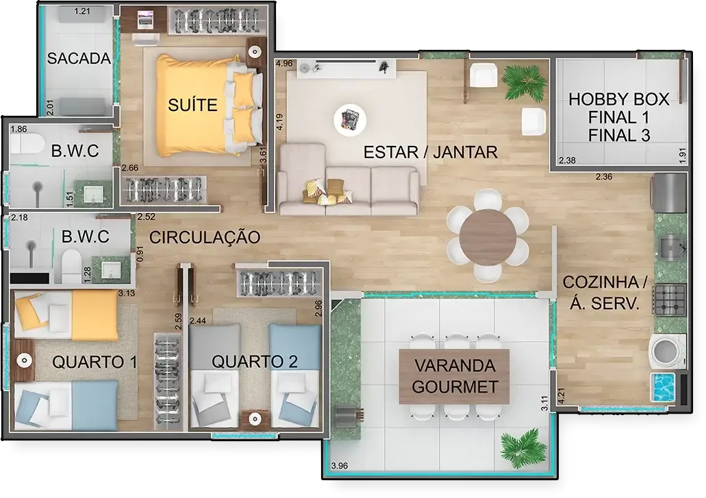 Neori jardim aquarius construtora tecvale construção 86 metr