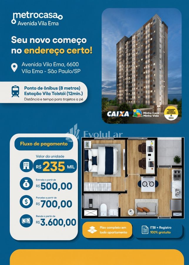 Apartamento com 1 quarto, Vila Ema - São Paulo