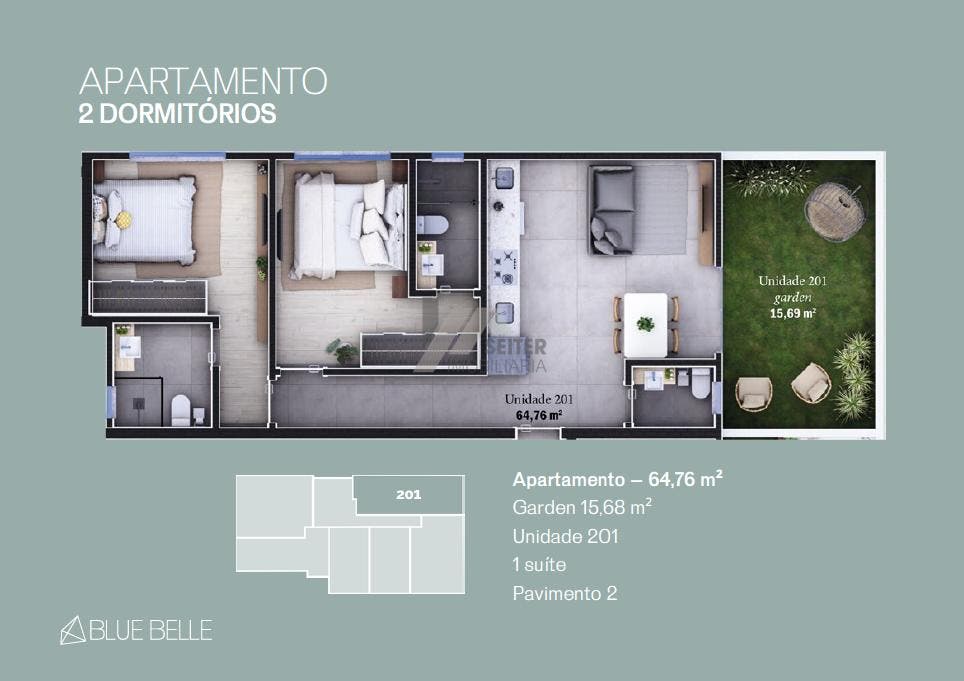 Apartamento garden com 2 dormitórios à venda na Praia dos Ingleses