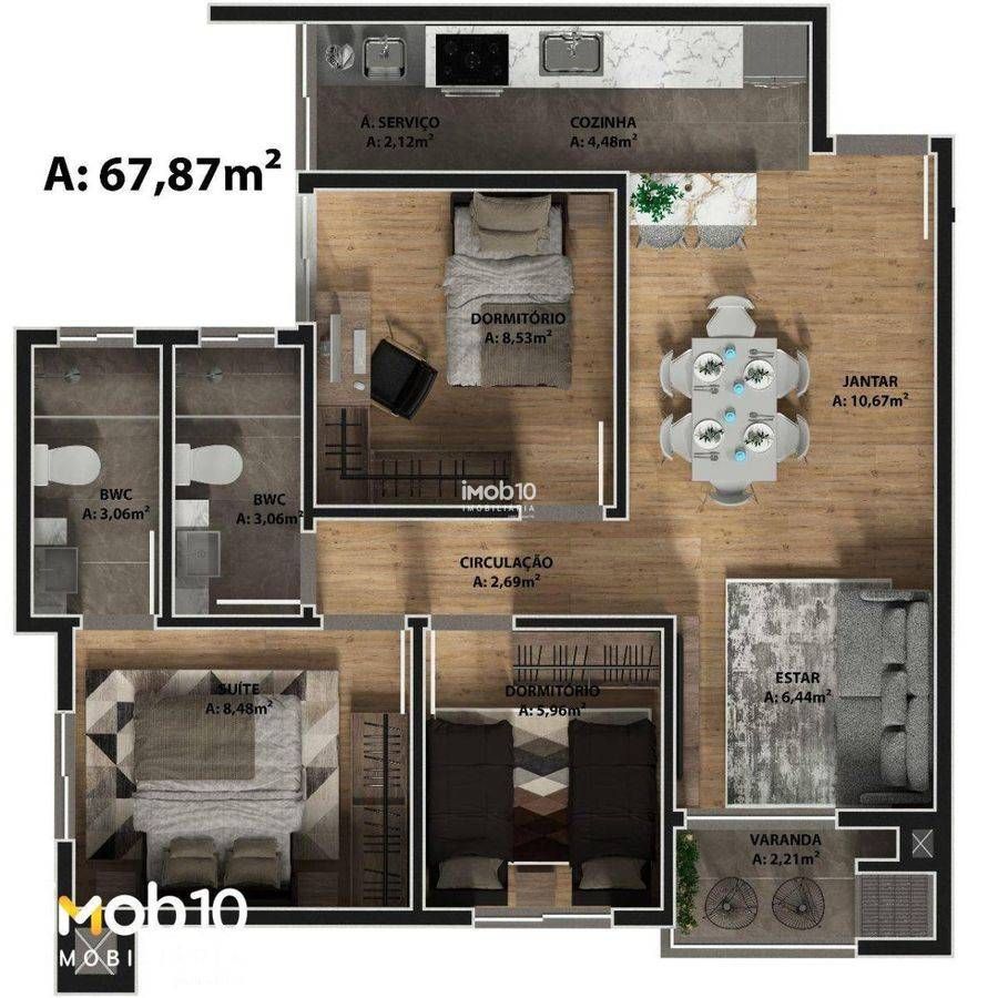 APARTAMENTO COM 2 QUARTOS A VENDA NO EDIFÍCIO BLISS EM FOZ DO IGUAÇU