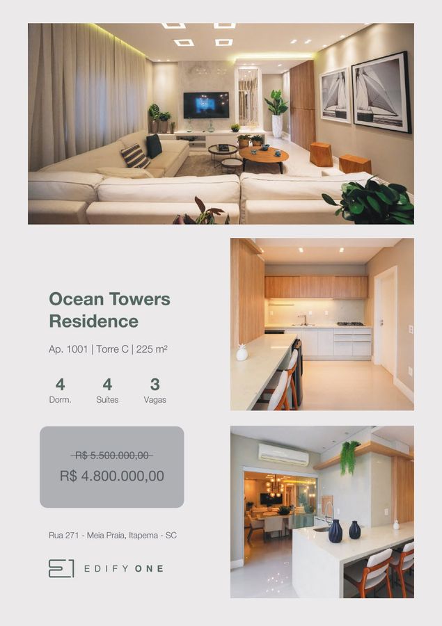 Apto 4 dormitórios (4 suítes) — Ocean Towers, Itapema/SC - Apartamento em Meia Praia, Itapema - à venda - Portal Imóveis Itapema