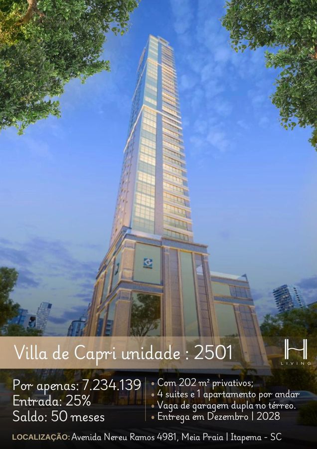Apto 4 dormitórios (4 suítes) — Villa Capri, Itapema/SC - Apartamento em Meia Praia, Itapema - à venda - Portal Imóveis Itapema