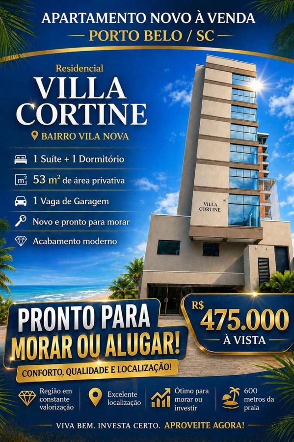 Apto 2 dormitórios (1 suíte) — Vila Nova, Porto Belo/SC - Apartamento em Vila Nova, Porto Belo - à venda - Portal Imóveis Itapema