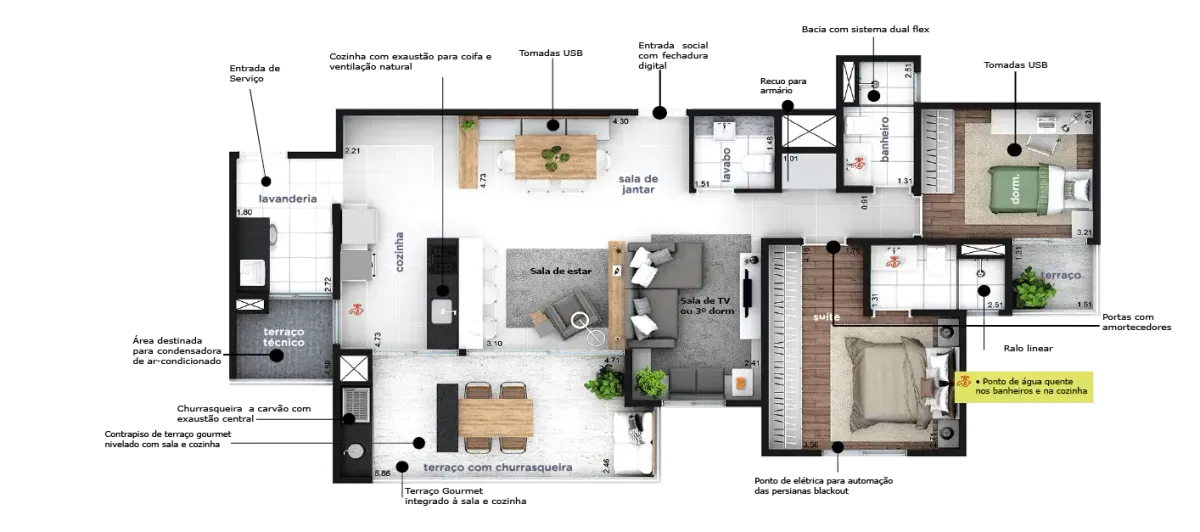 Roriz construtora exkalla pronto 105 metros 03 dormitórios s