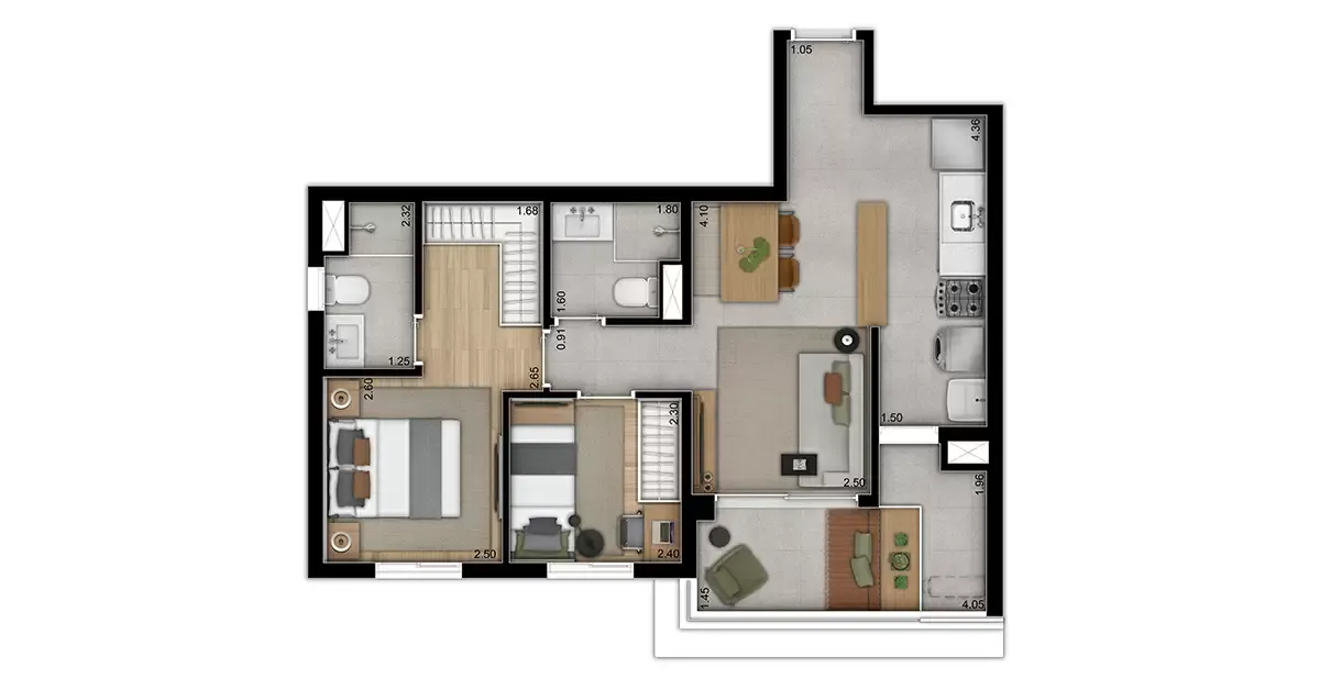 Moa 292 construtora shpaisman pronto 60 metros 02 dormitório