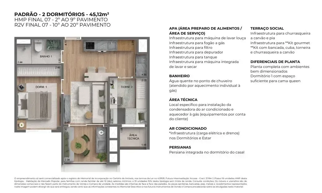Autoria mac construtora mac construção 45 metros 02 dormitór