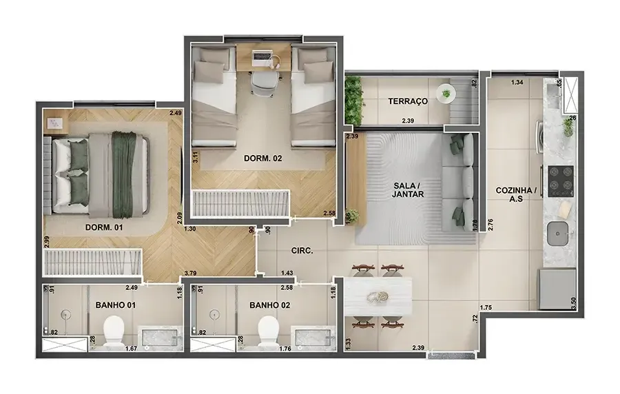 Urban residencial construtora habras construção 50 metros 02