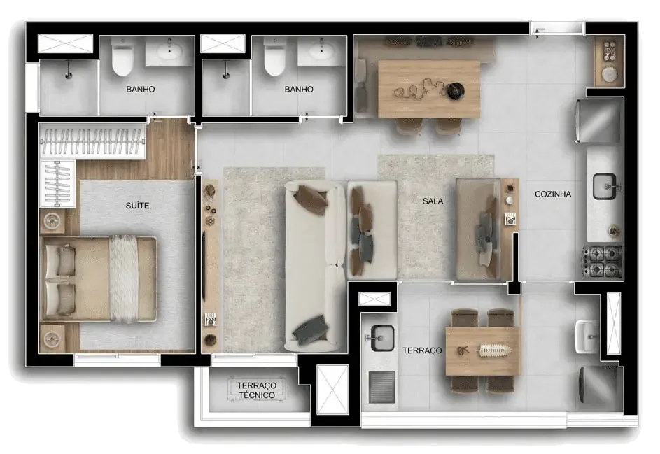 Viccino construtora tarjab construção 60 metros 02 dormitóri