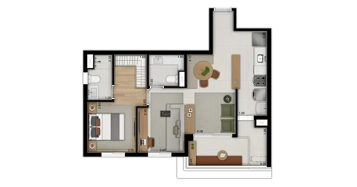Moa 292 construtora shpaisman pronto 60 metros 02 dormitório