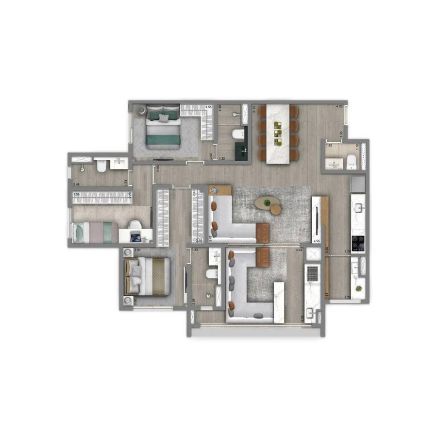 Living infinity construtora living pronto 108 metros 03 suít