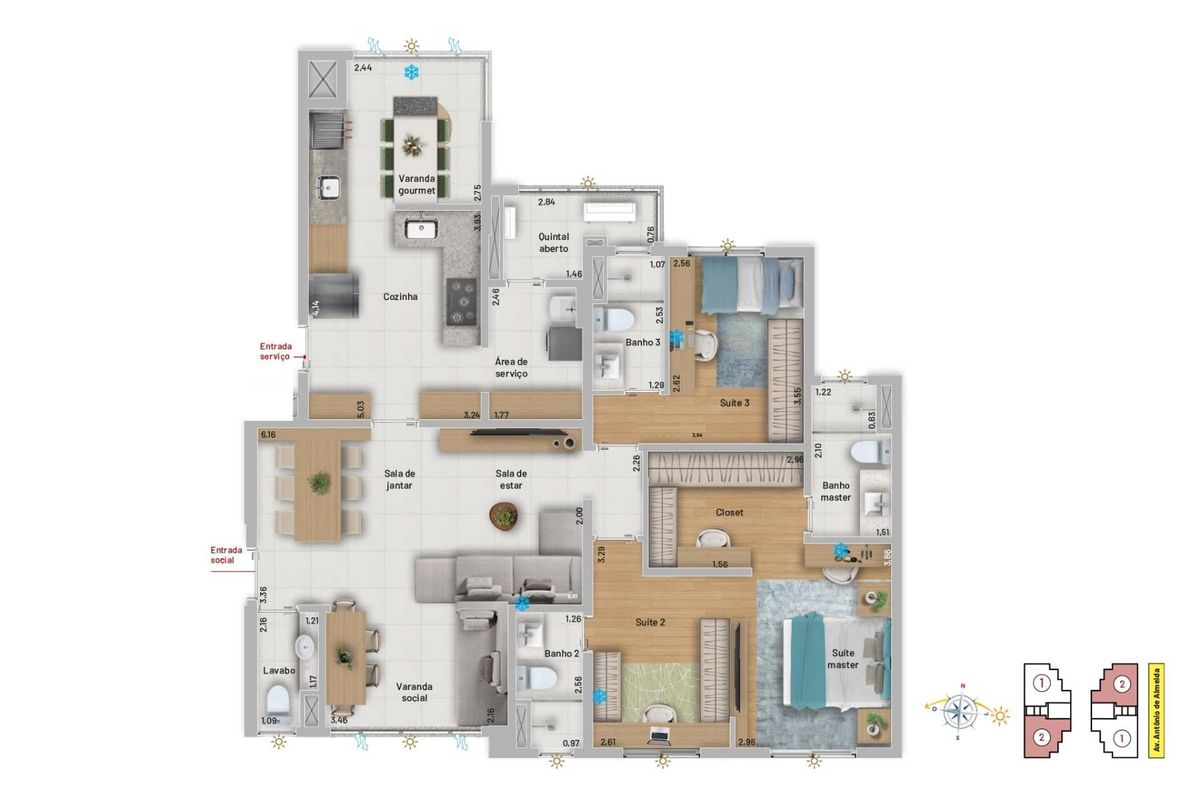 Mistral mogilar patriani construção 131 metros 03 suítes lav
