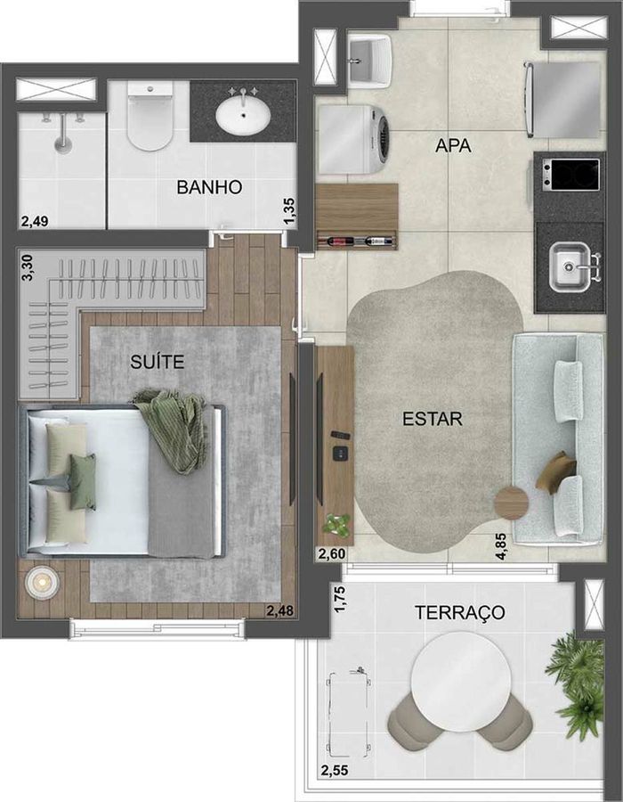 Blue marine home resort construtora eztec construção 34 metr