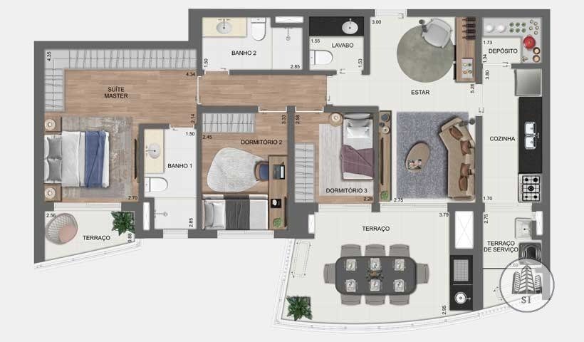 Arkadio brooklin construtora eztec pronto 107 metros 03 dorm
